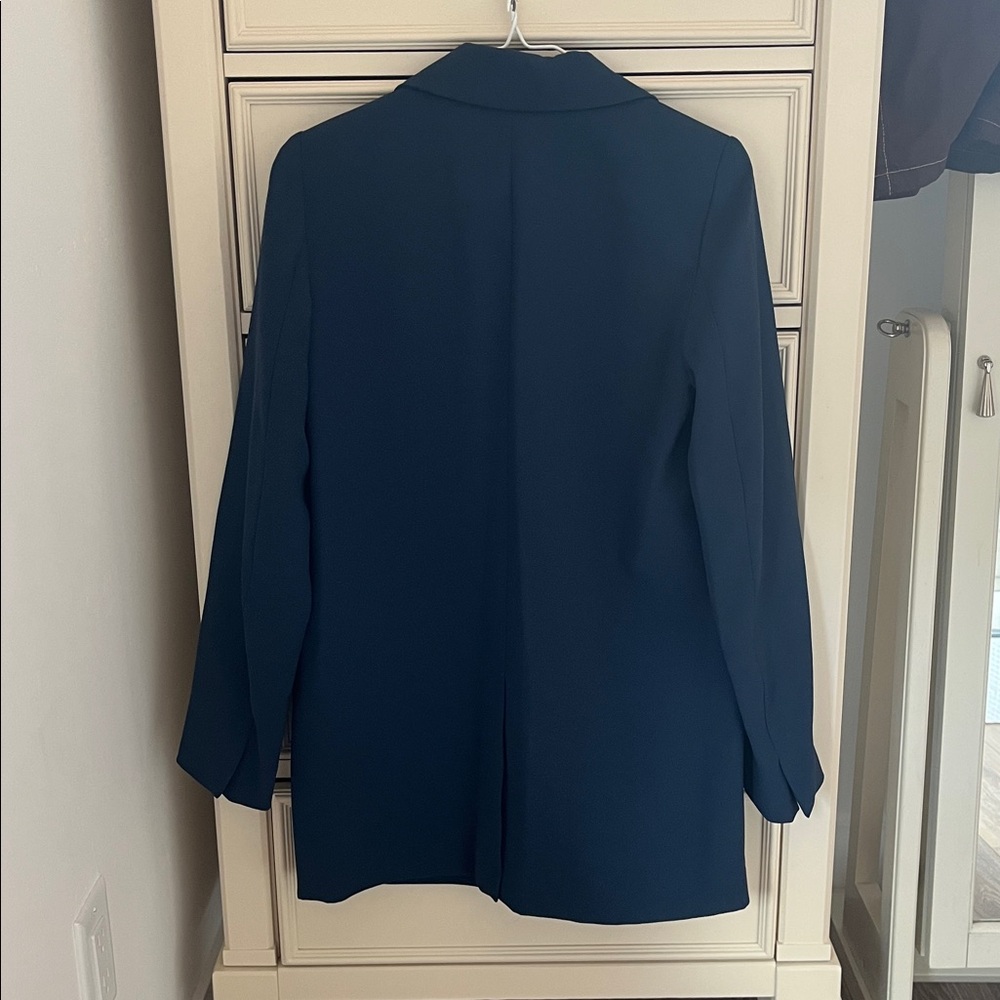Zara FLOWY LONG BLAZER. Indigo Color. Size XS. New with Tags. - Picture 10 of 10